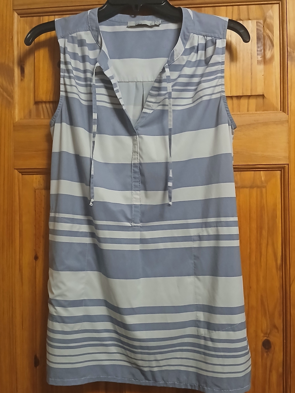 Prana Sleeveless Striped Top In Light Blue and White